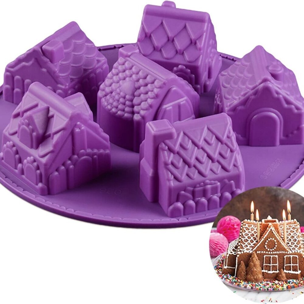 10.2'' Christmas Gingerbread House Silicone Baking Mold, Anniversary Birthday Tr